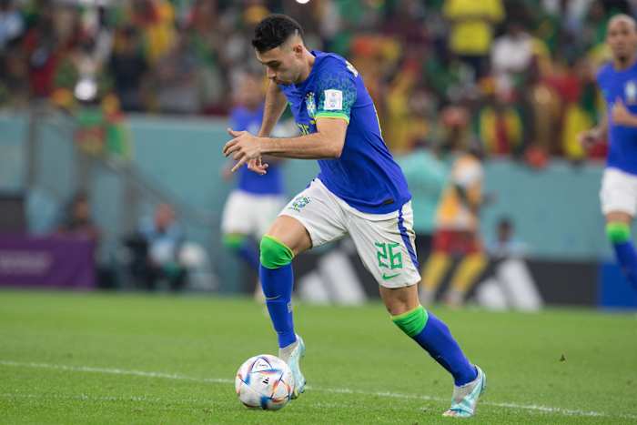 Gabriel Martinelli pictured playing for Brazil at the 2022 FIFA World Cup in Qatar